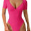 Thumbnail: Women's Short Sleeve Bodysuit V Neck Body Suits Seamed Cup Going Out Tops Shirt