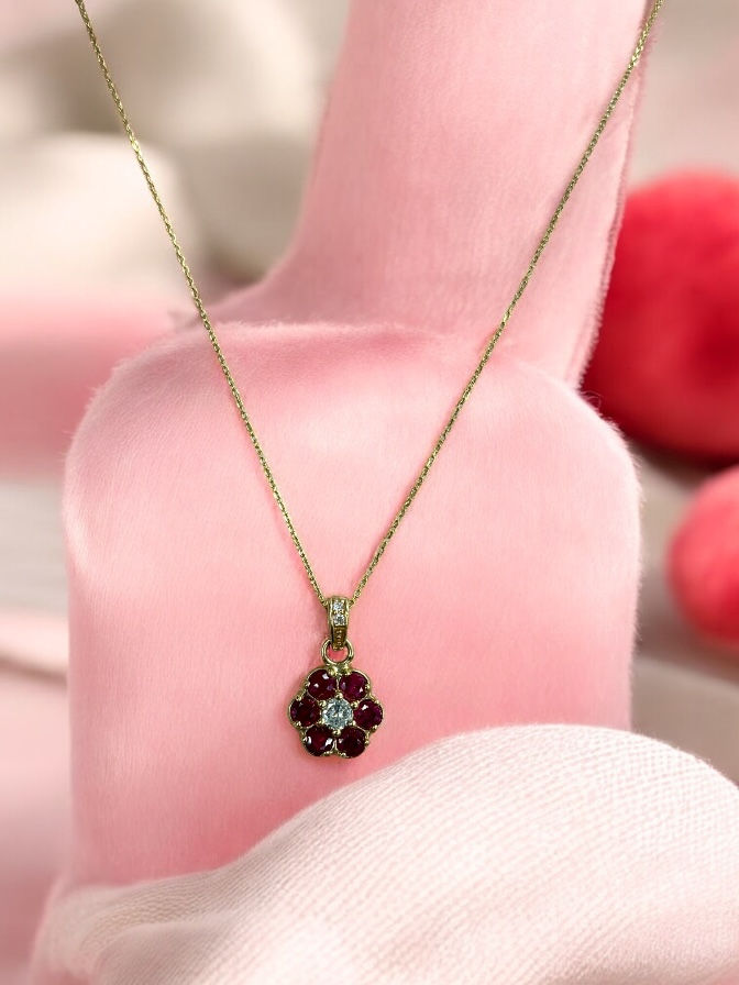 Ruby/diamond “Flower” pendant