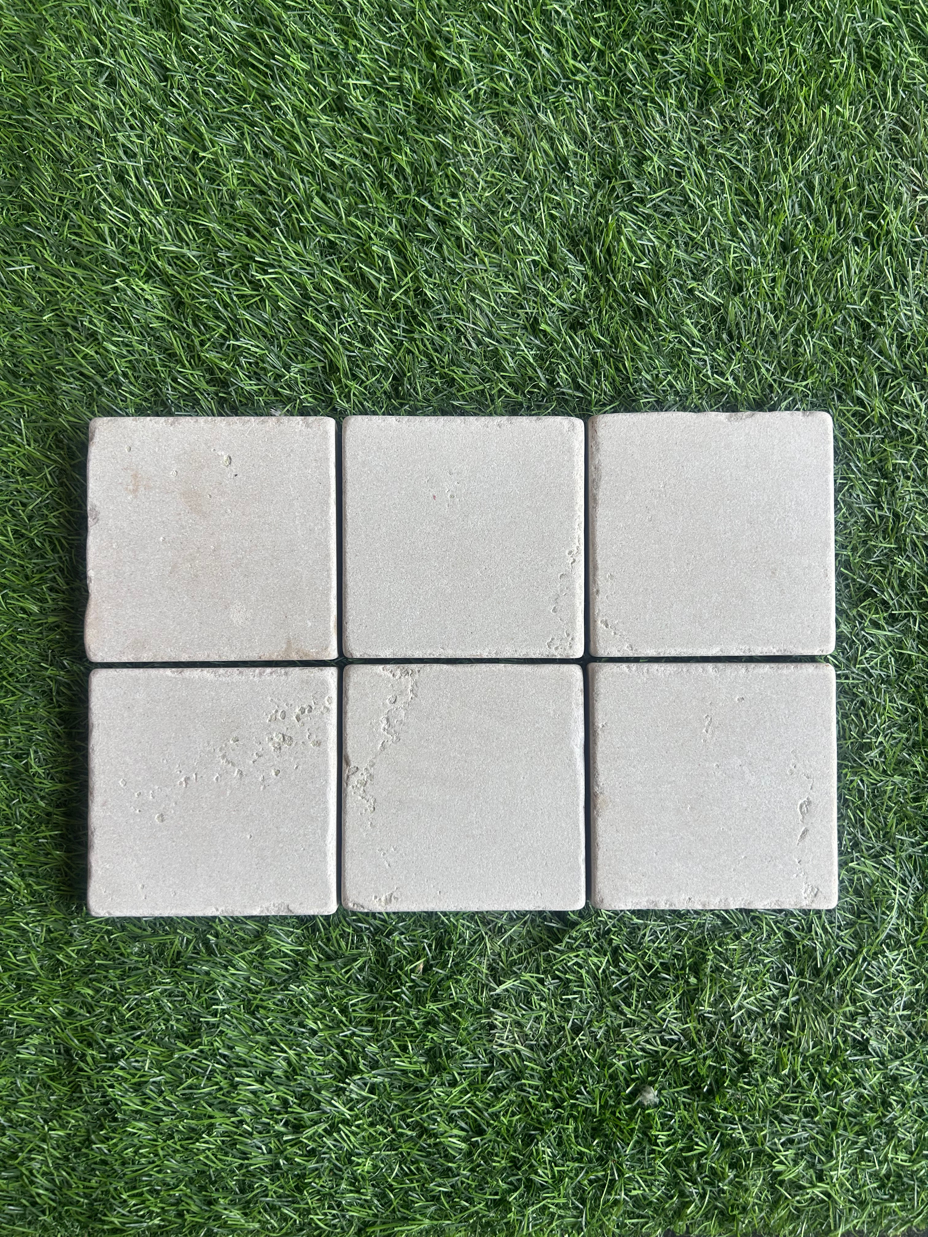 Milky cream flamed tumble cobble