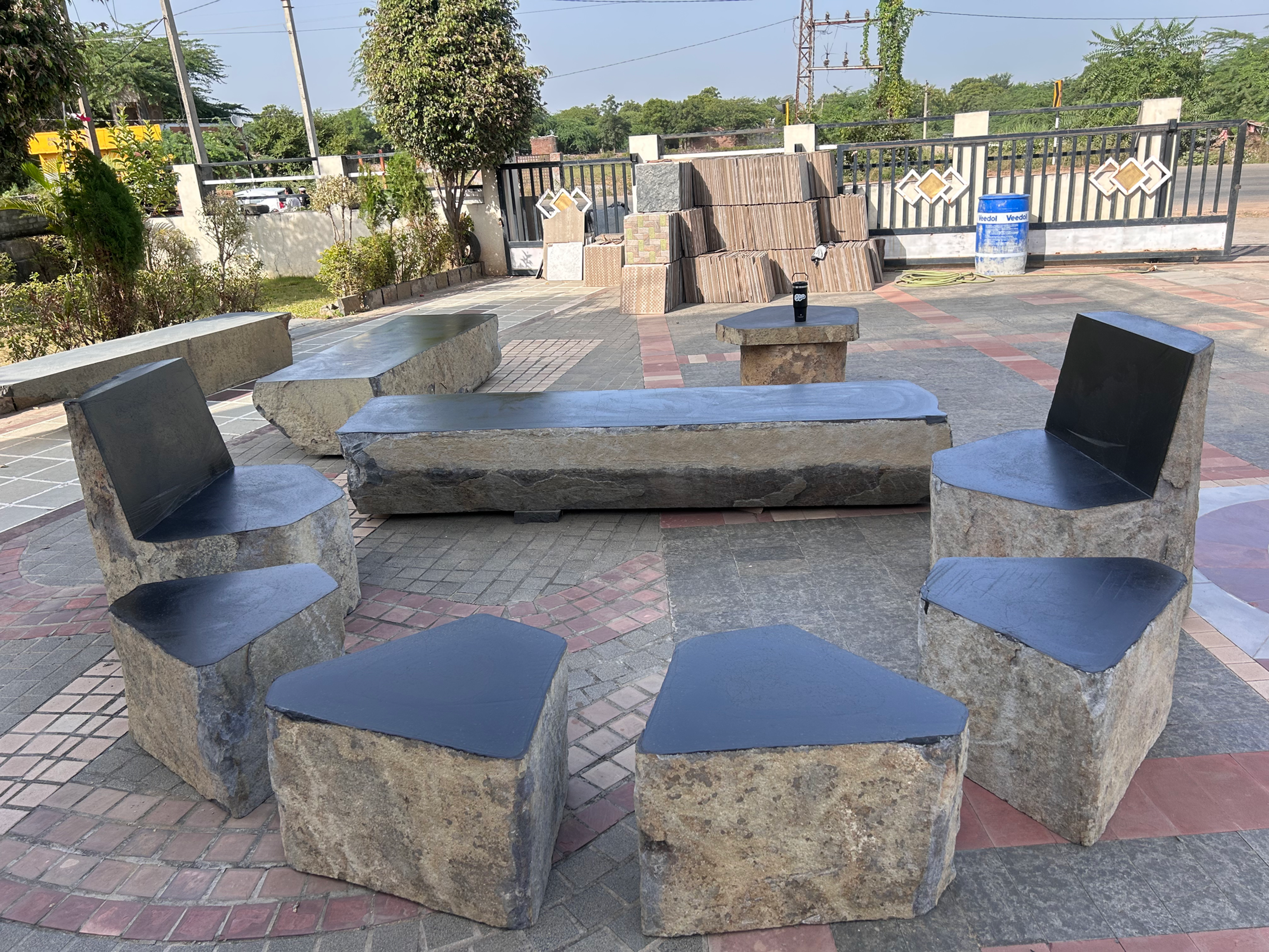 Basalt Stone Seating Set