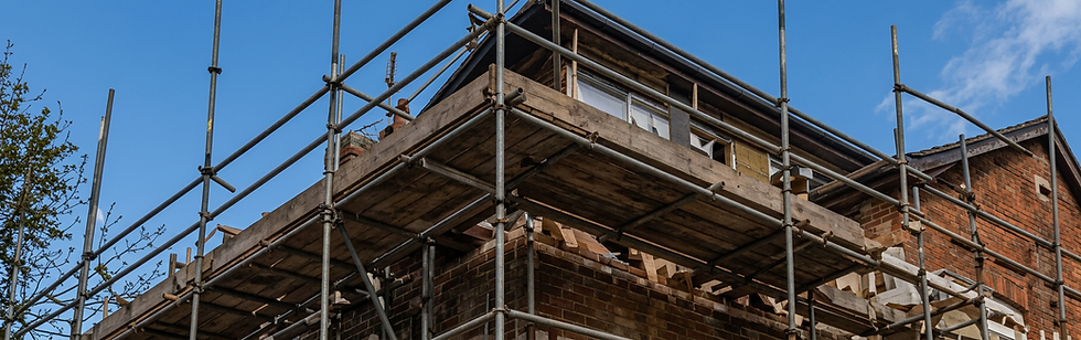 Services provided by Resolve Property Group Ltd including scaffolding on a house.