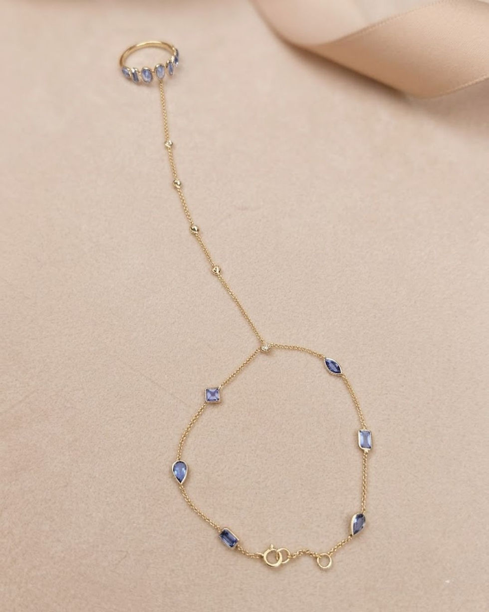 Thumbnail: tanzanite bridal hand chain
