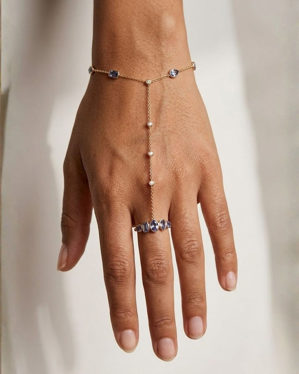 Thumbnail: tanzanite diamond hand chain