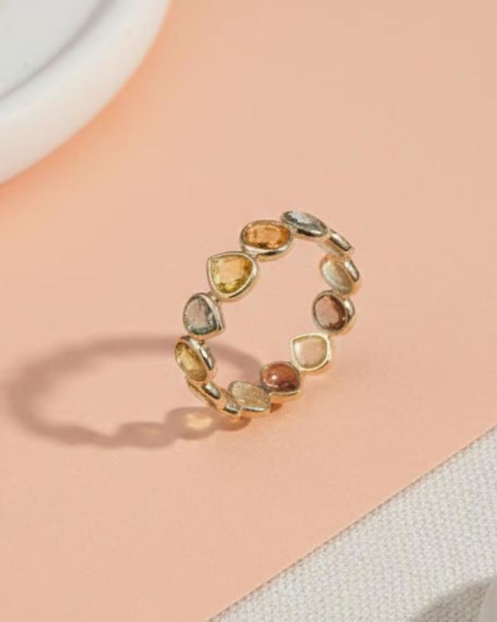 minimal multi sapphire gold ring