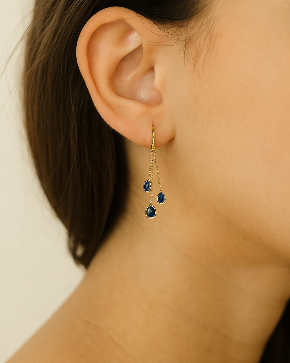 blue sapphire drop dangler earrings in 14k gold statement jewelry for women
