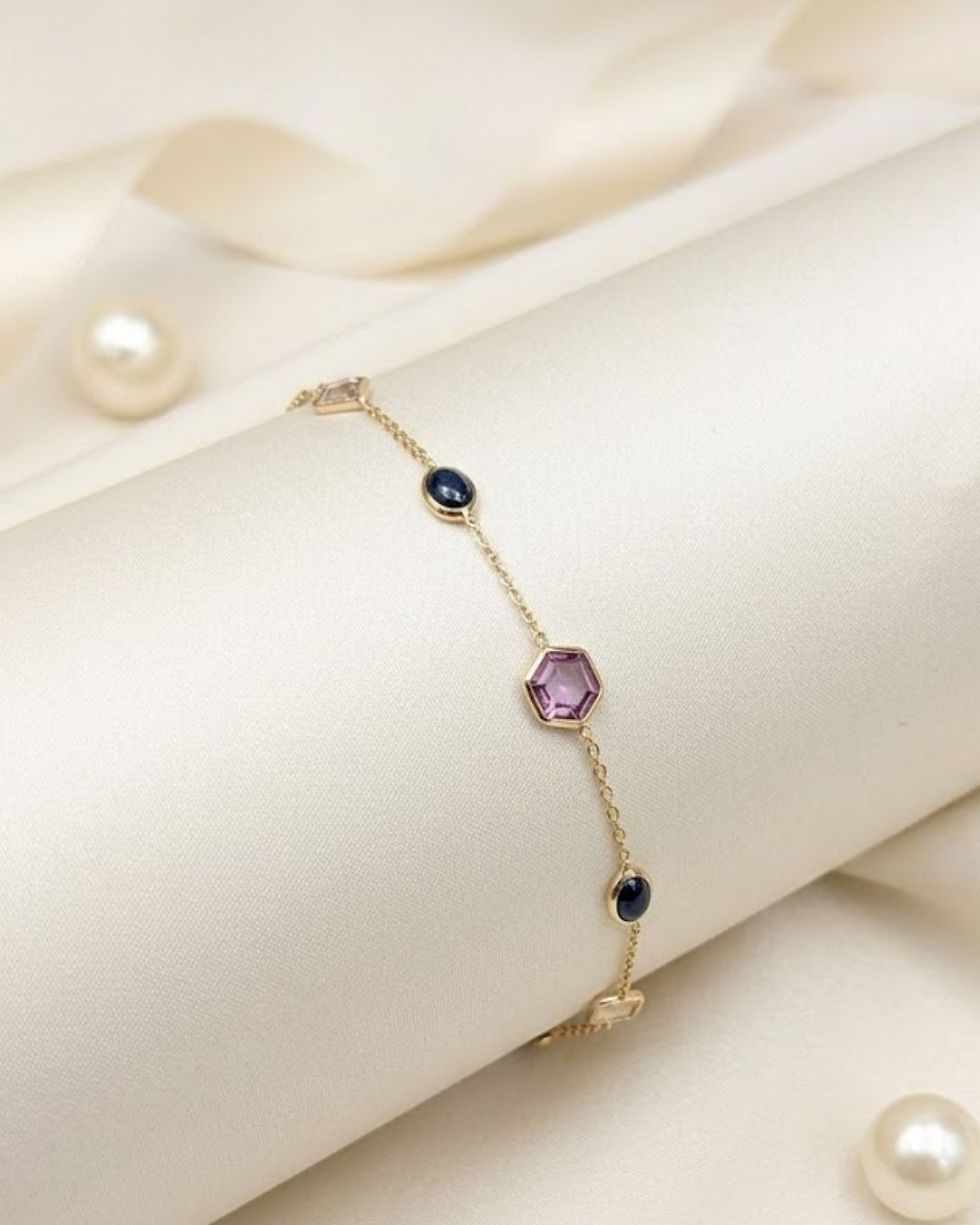 Thumbnail: handmade multi sapphire bracelet