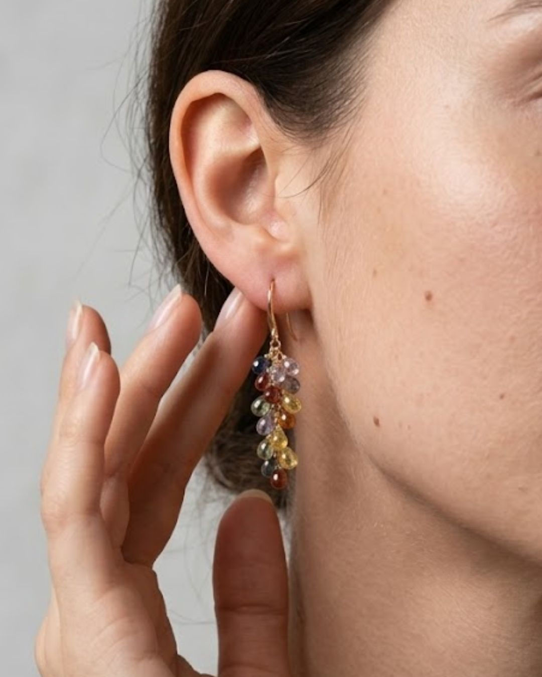 multi sapphire drop earrings