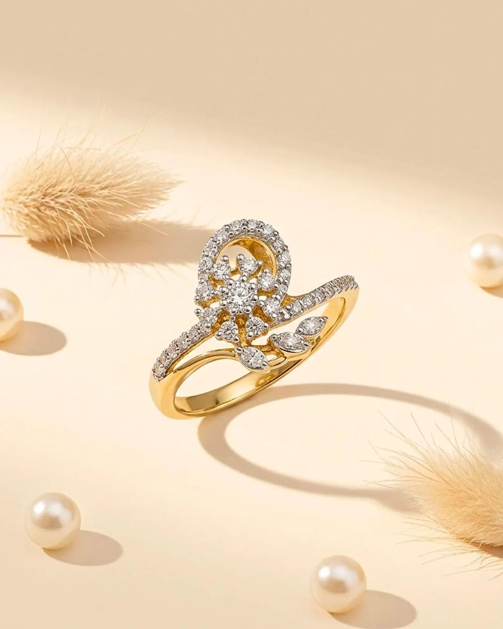 flower diamond wedding ring in 14k 18k gold