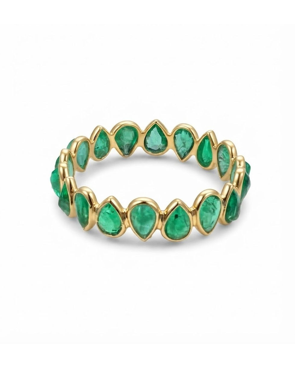 Thumbnail: natural emerald eternity ring in gold