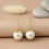 Thumbnail: 14k gold natural pearl drop earrings with diamond