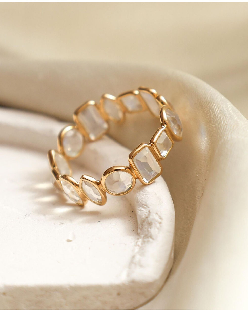Thumbnail: rainbow moonstone stackable ring