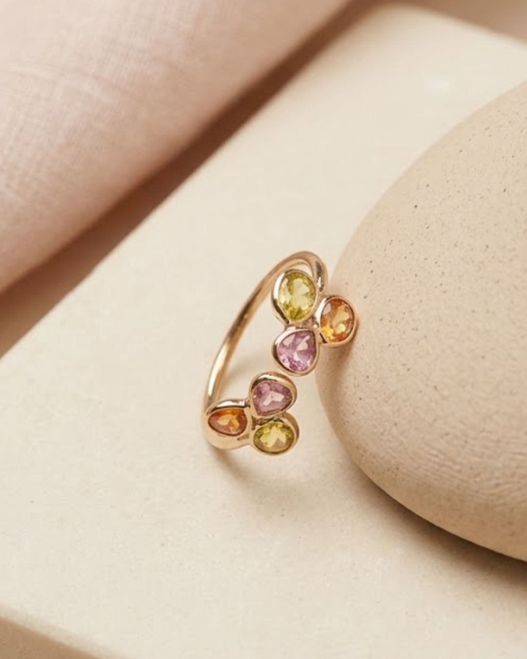 multi sapphire adjustable ring