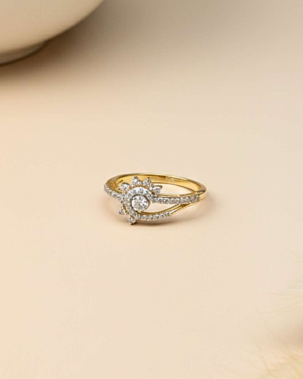 high polish gold diamond ring