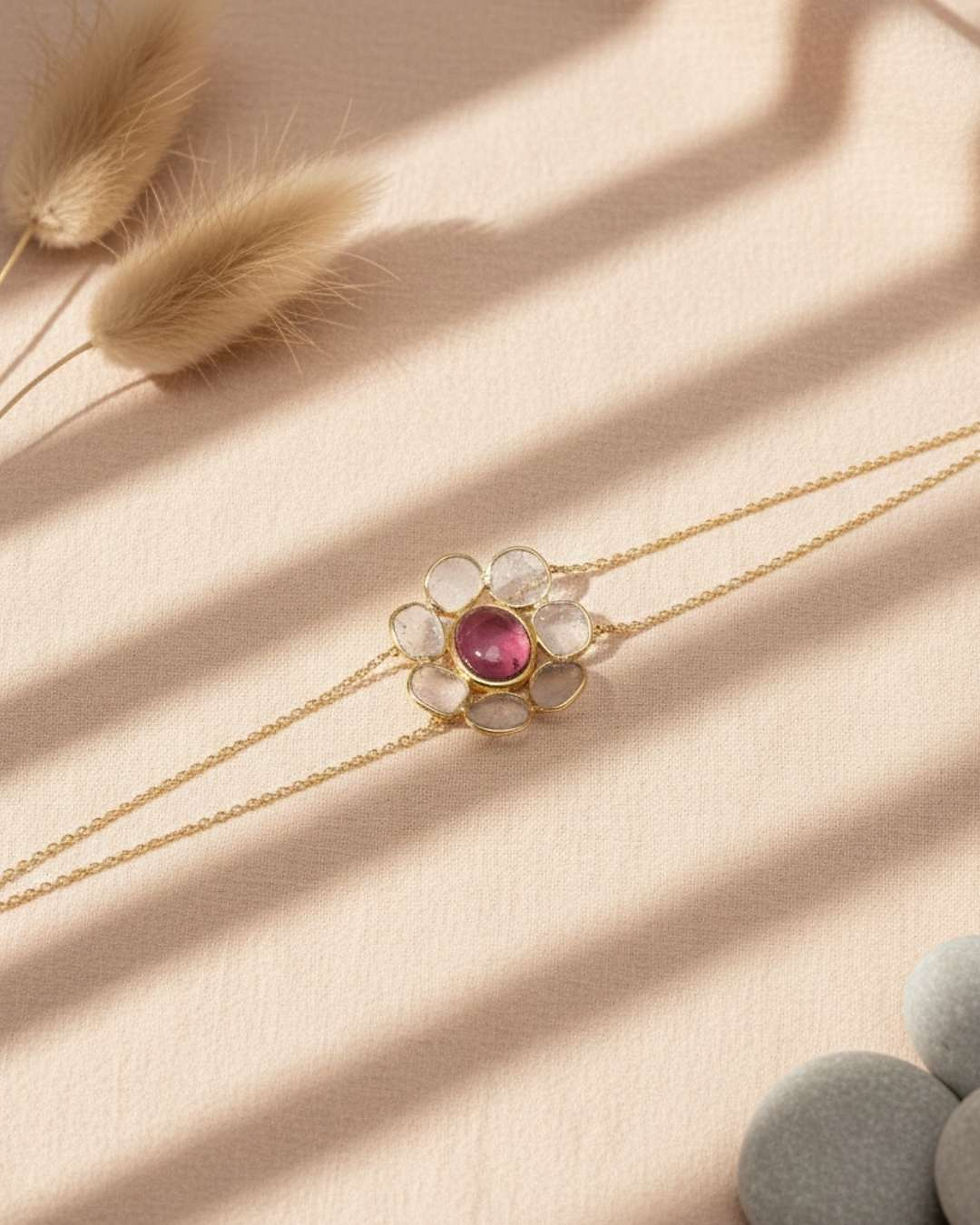 Thumbnail: feminine gold gemstone bracelet