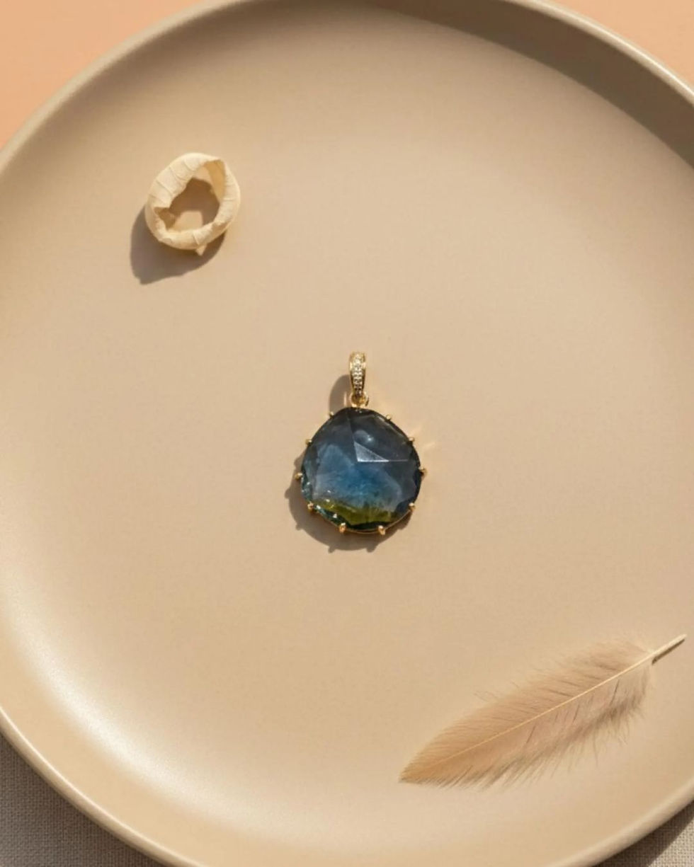 Thumbnail: fine gold tourmaline pendant charm
