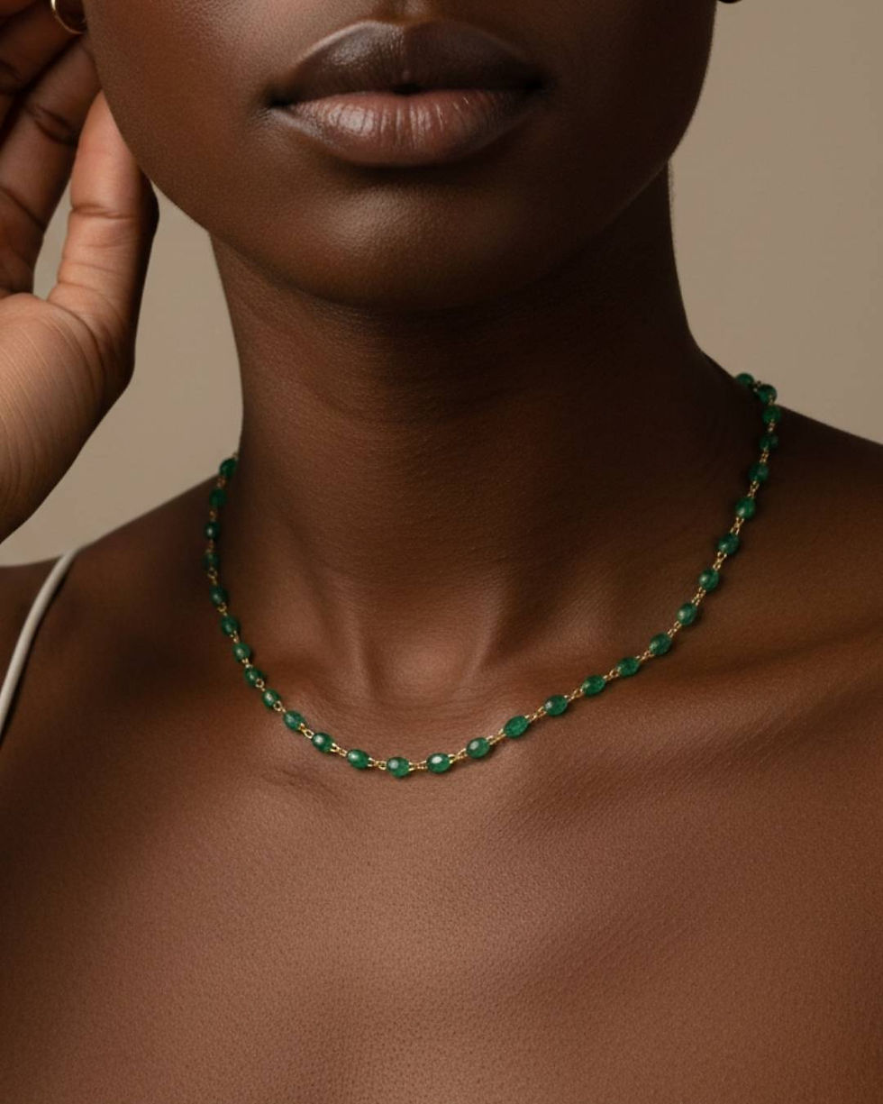 Thumbnail: minimal green gemstone necklace