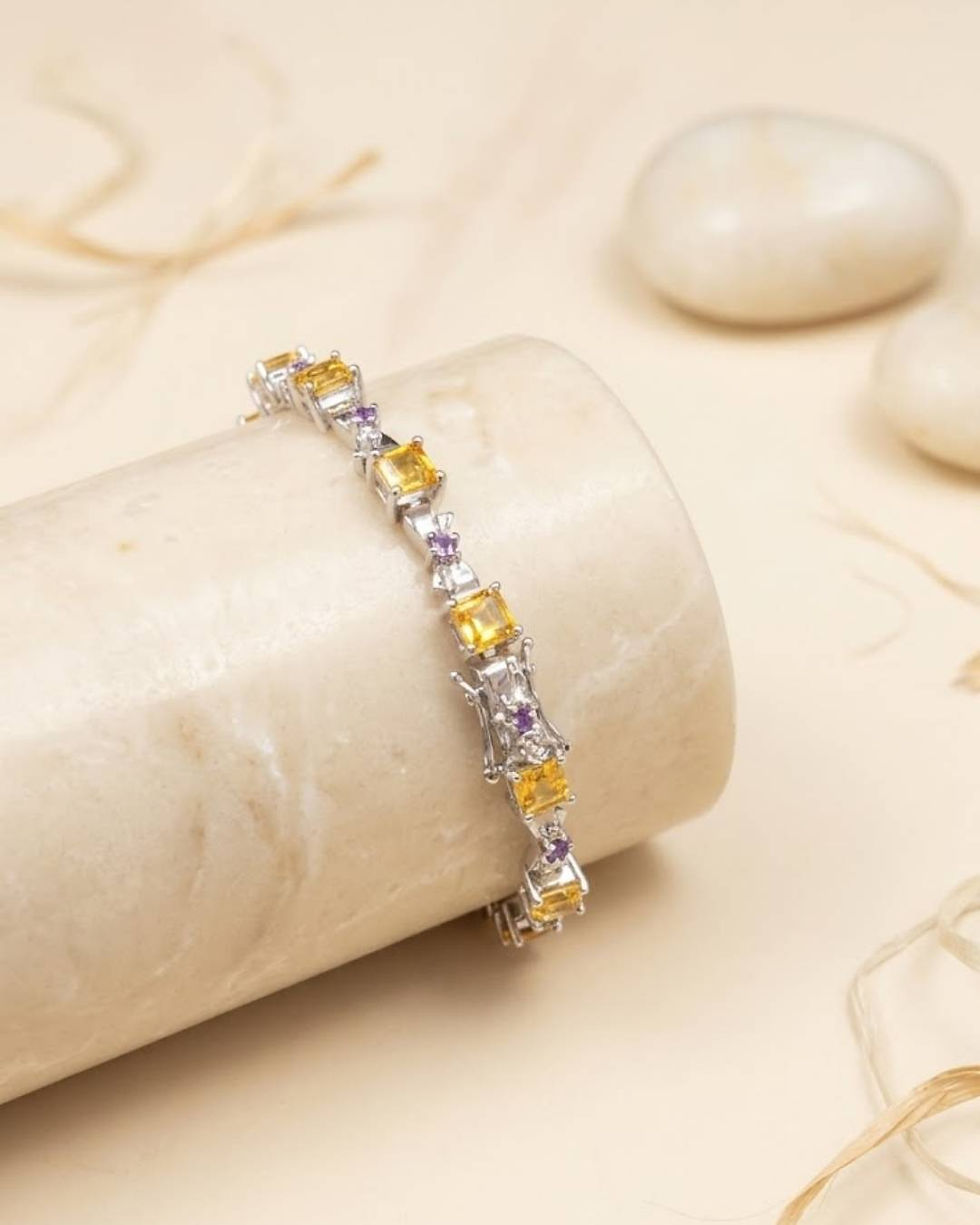 citrine amethyst tennis bracelet