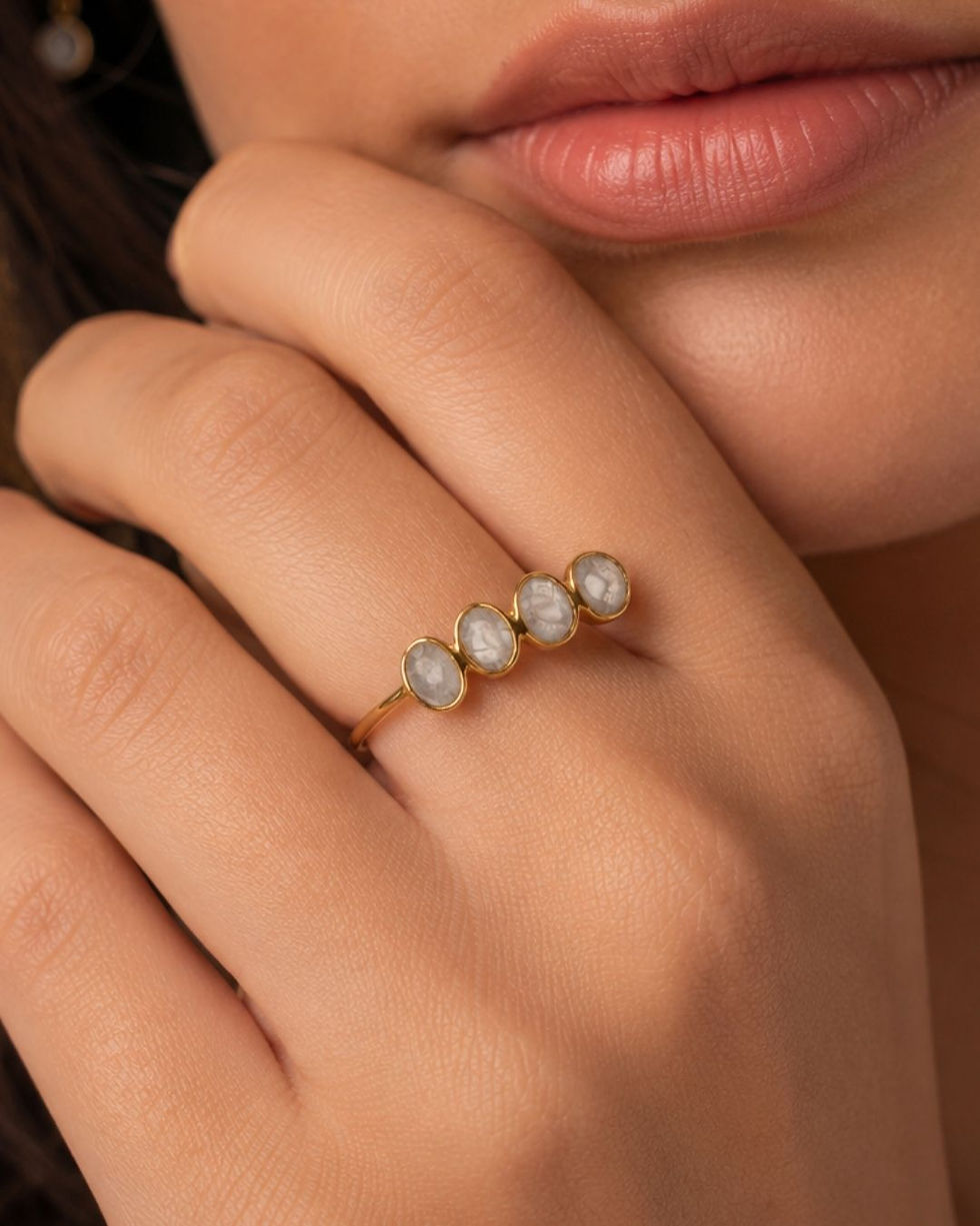 Thumbnail: 9k gold diamond evil eye band ring