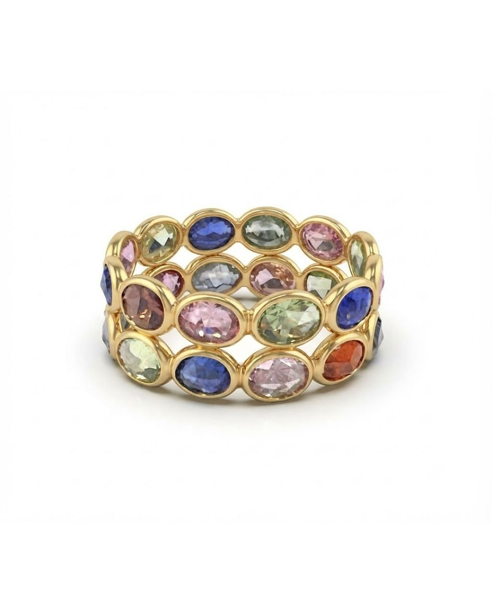natural multi sapphire eternity ring in gold