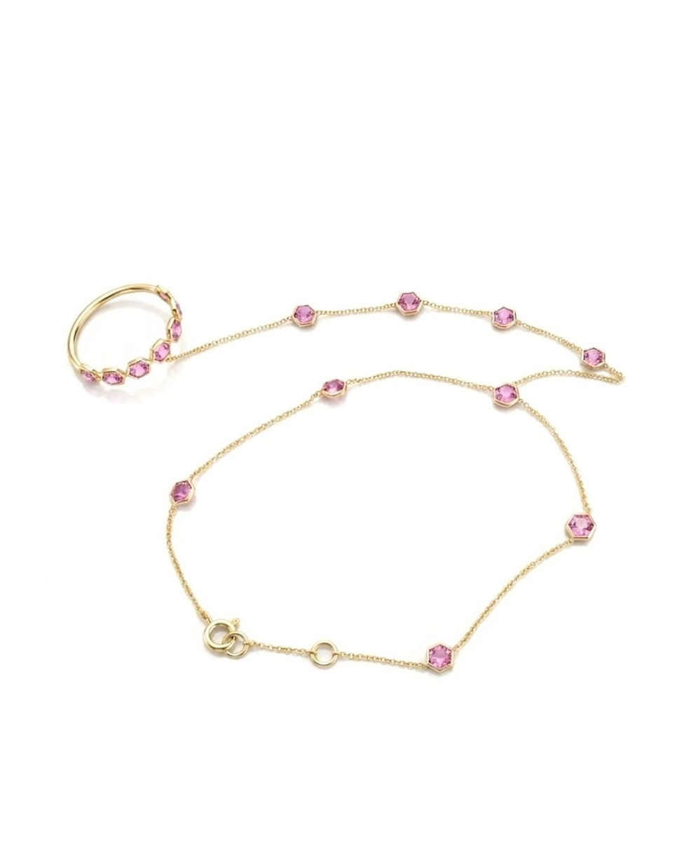 solid gold pink sapphire bracelet ring