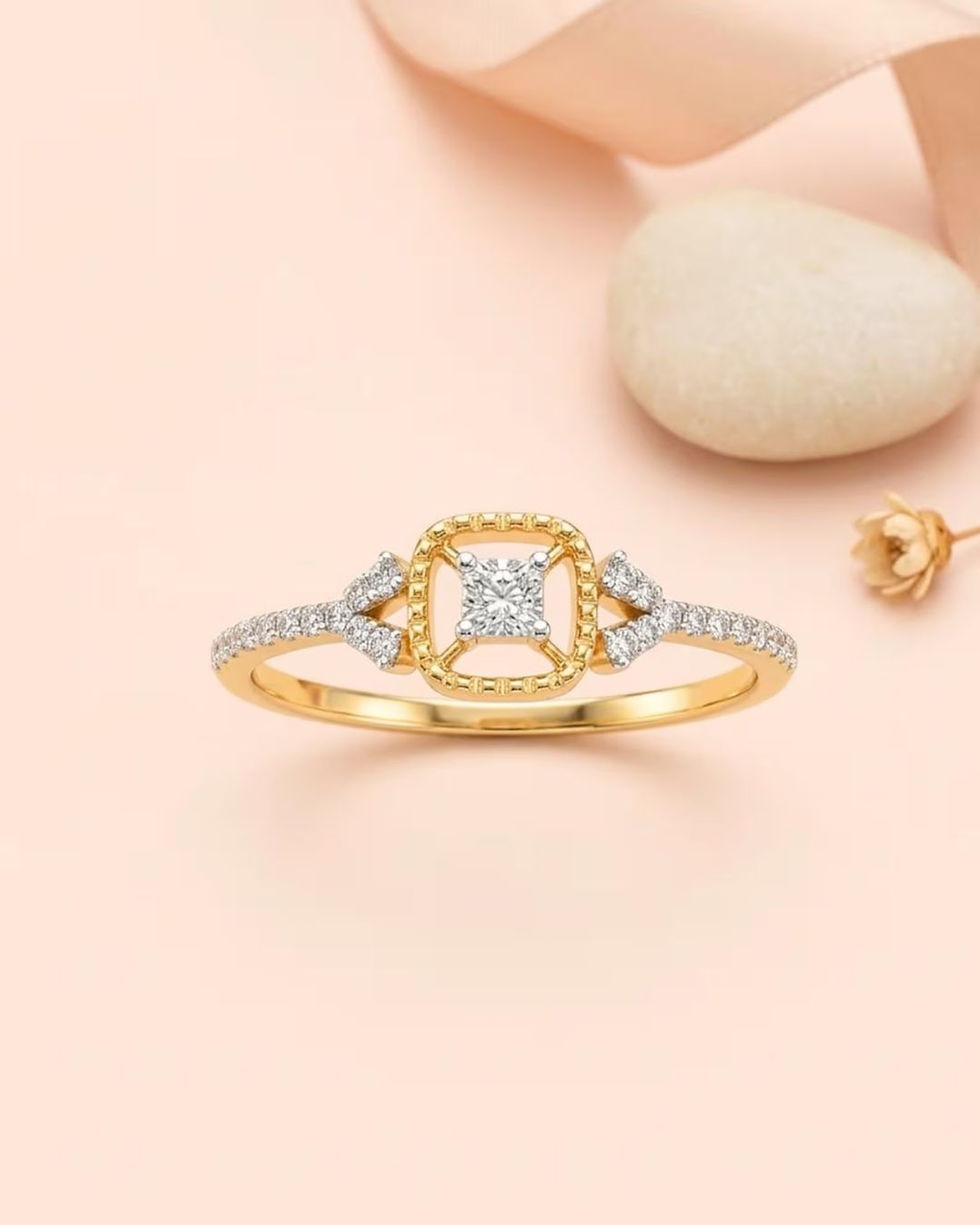 simple gold diamond ring women