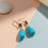 Thumbnail: 14k gold turquoise drop earrings with blue sapphire and diamond