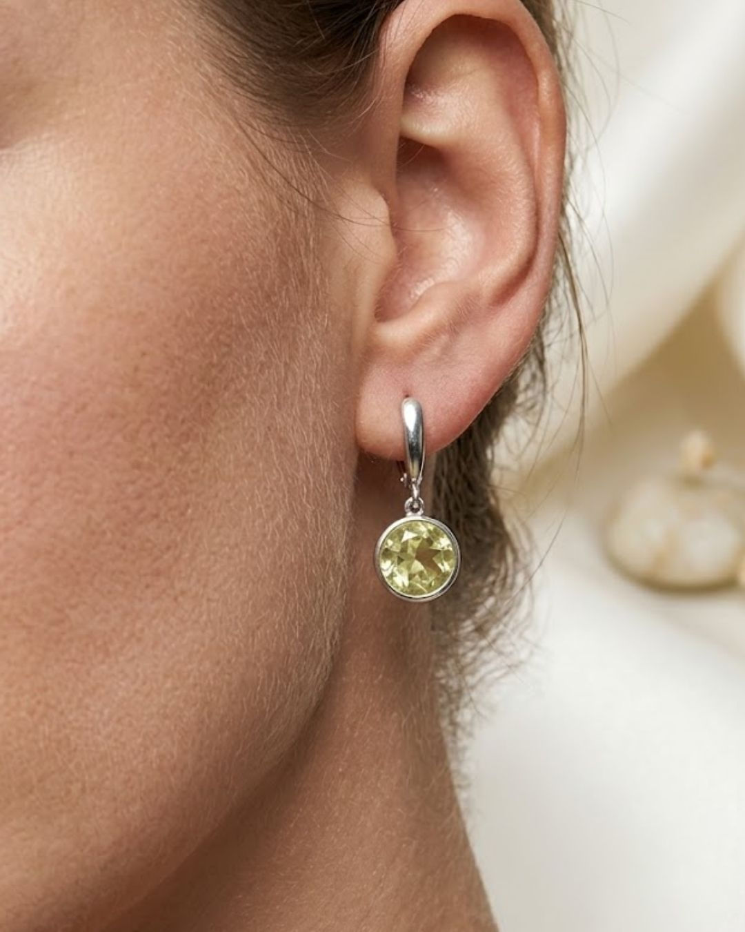 lemon quartz 925 silver earrings for women