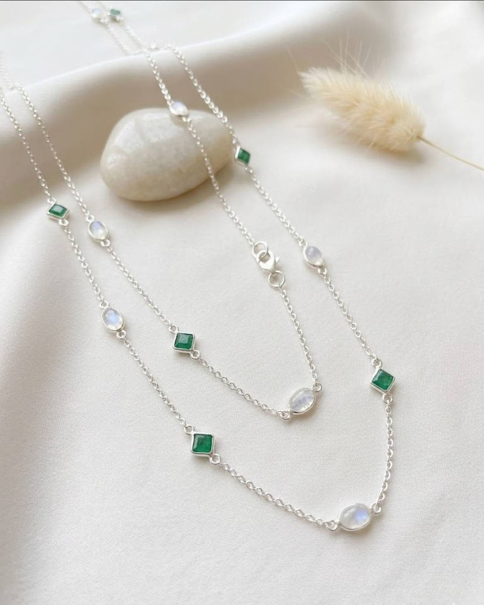 Thumbnail: colorful gemstone necklace for festive wear