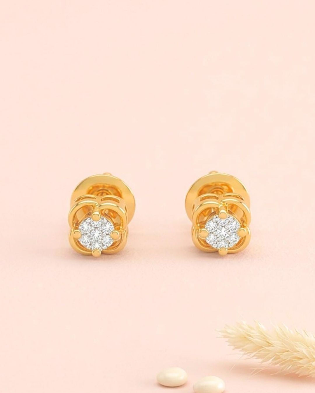 gold diamond flower earrings women
