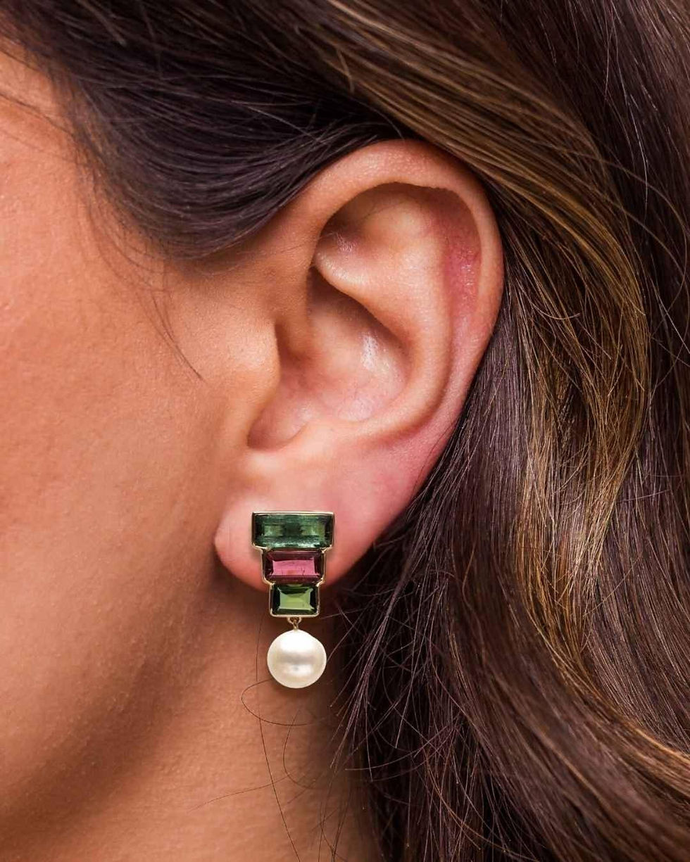 Thumbnail: 10k gold statement stud earrings