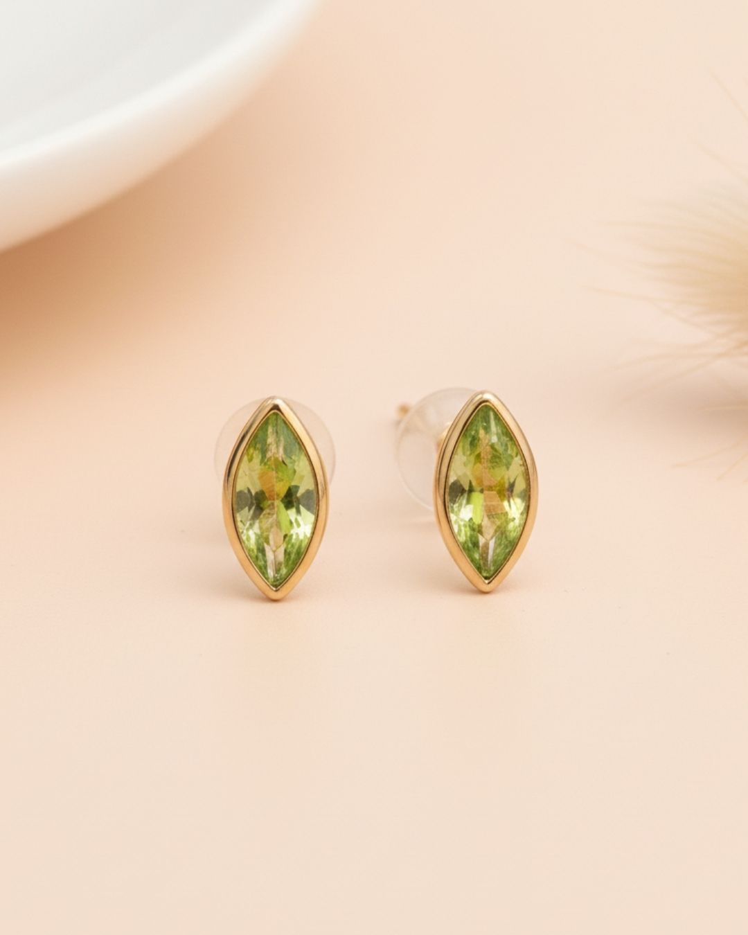 Gold peridot earrings stackable minimal gemstone jewelry