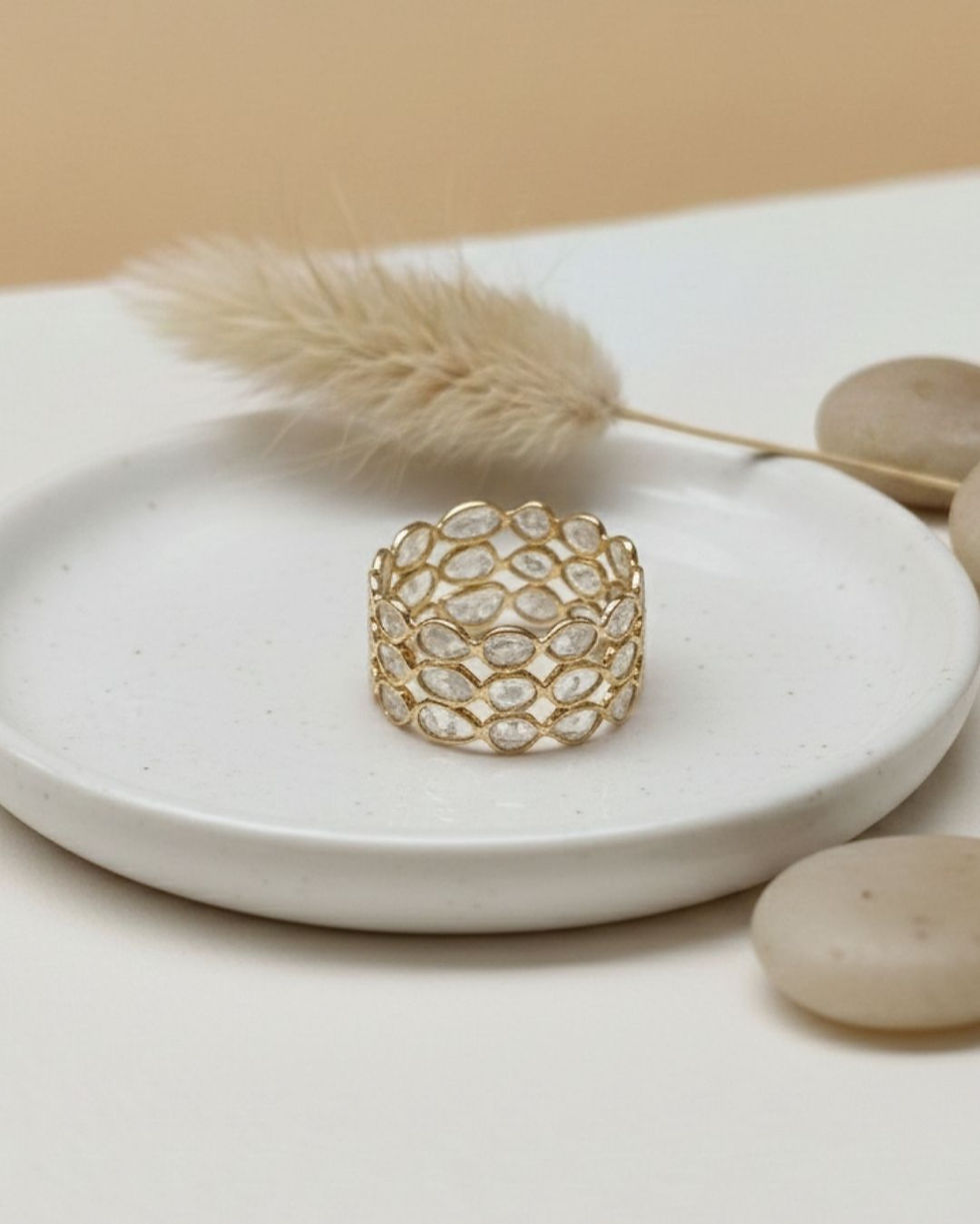 Thumbnail: natural polki diamond ring