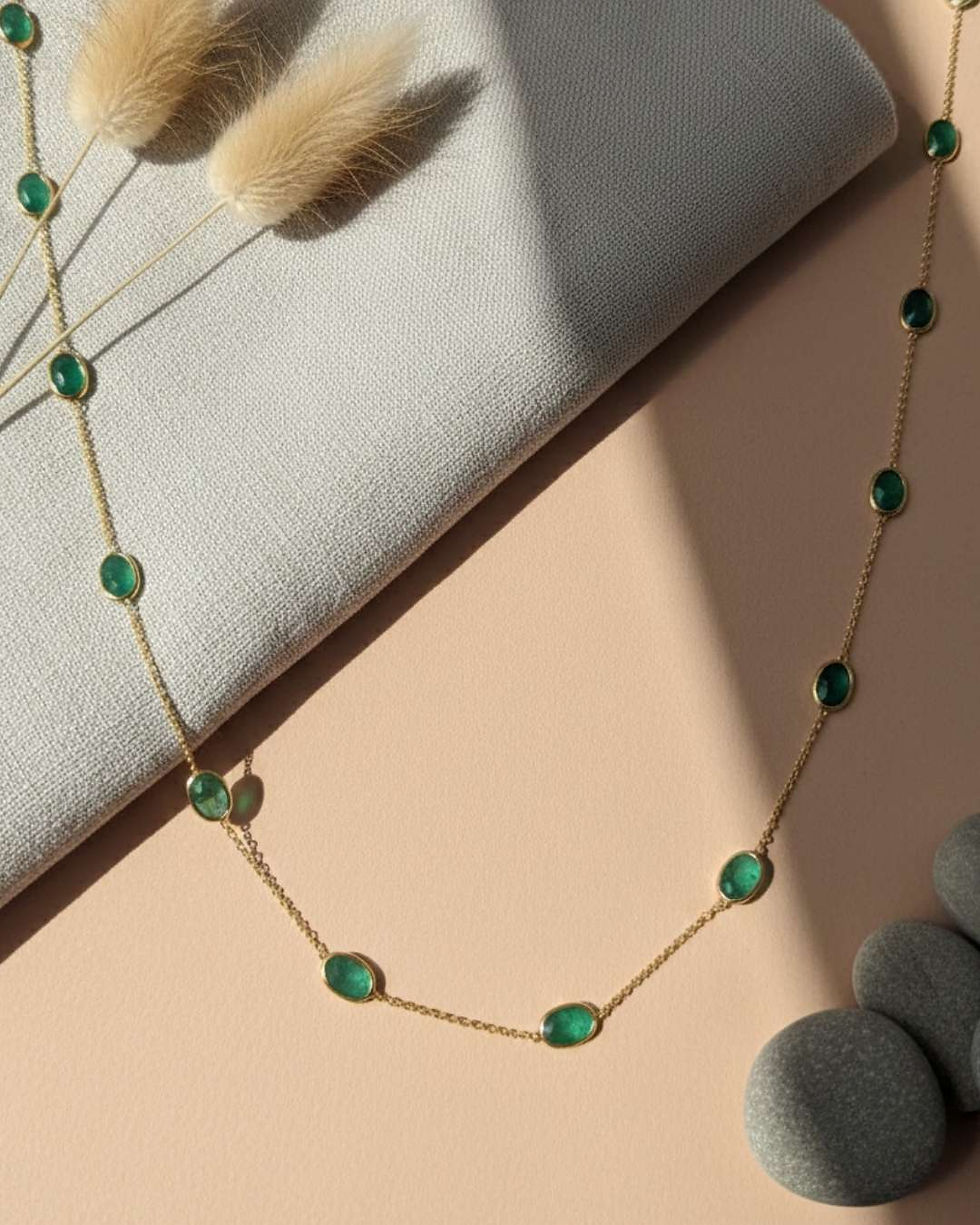 Thumbnail: may birthstone emerald necklace