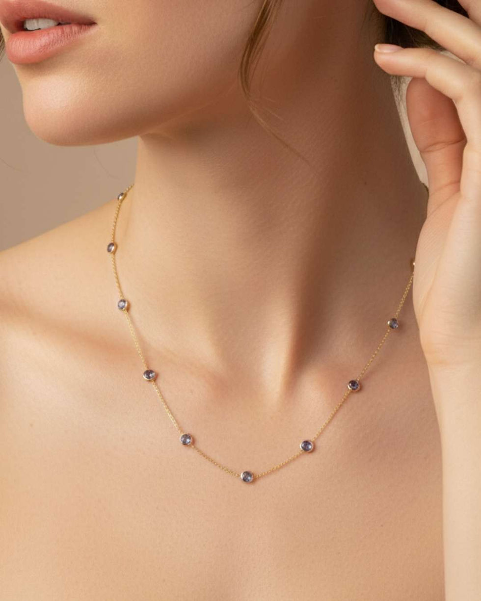 tanzanite station gold necklace