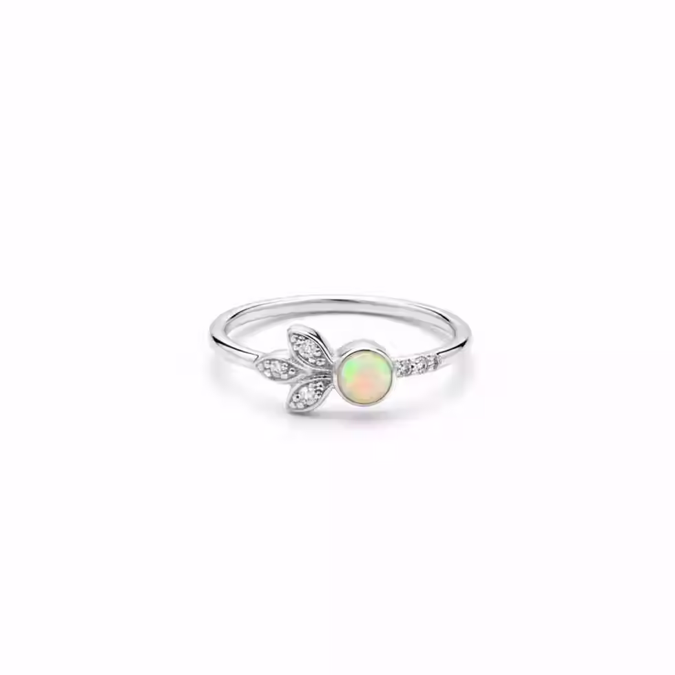 opal stackable silver ring