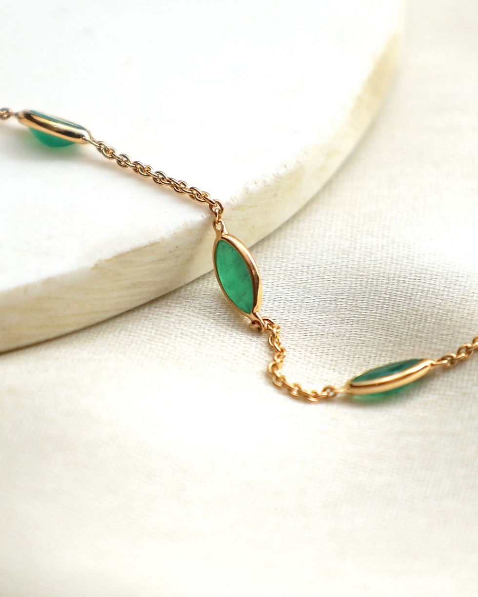Thumbnail: Emerald gemstone bracelet for women everyday jewelry