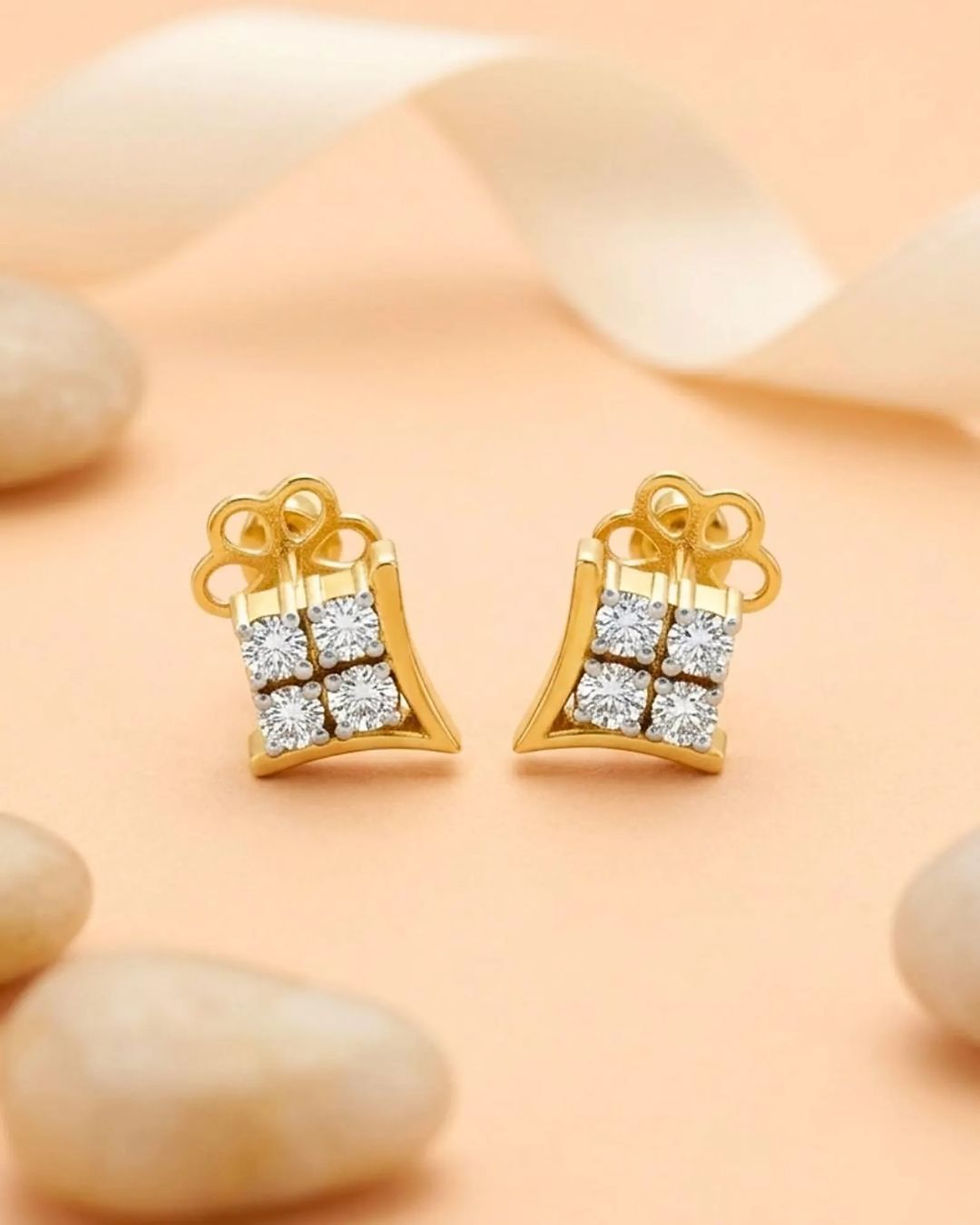 Thumbnail: gold diamond kite stud earrings