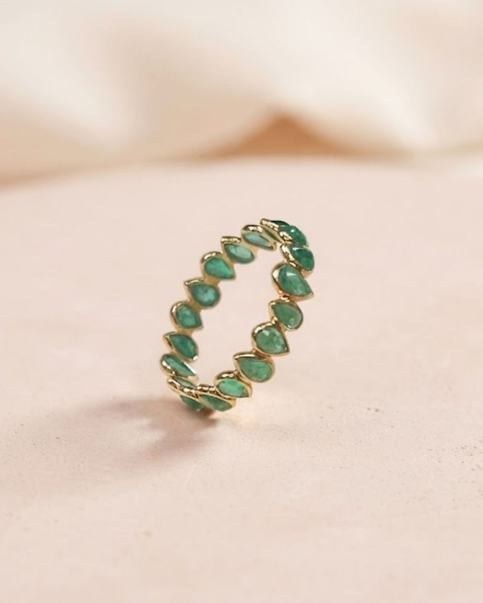Thumbnail: minimal emerald gold ring for women