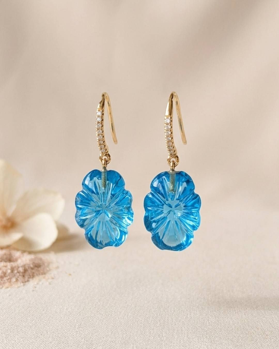 swiss blue topaz drop earrings