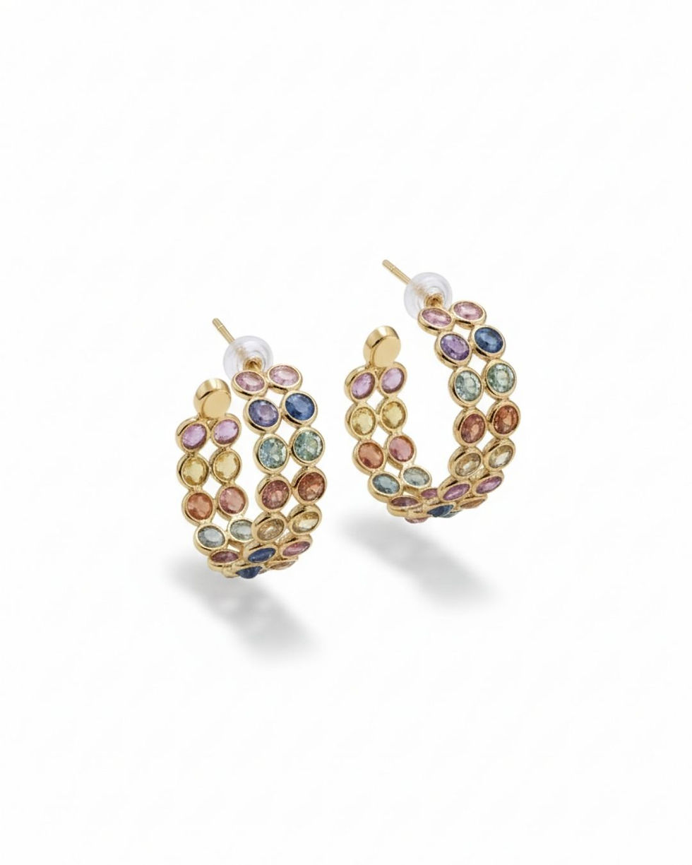 lightweight gold sapphire hoops