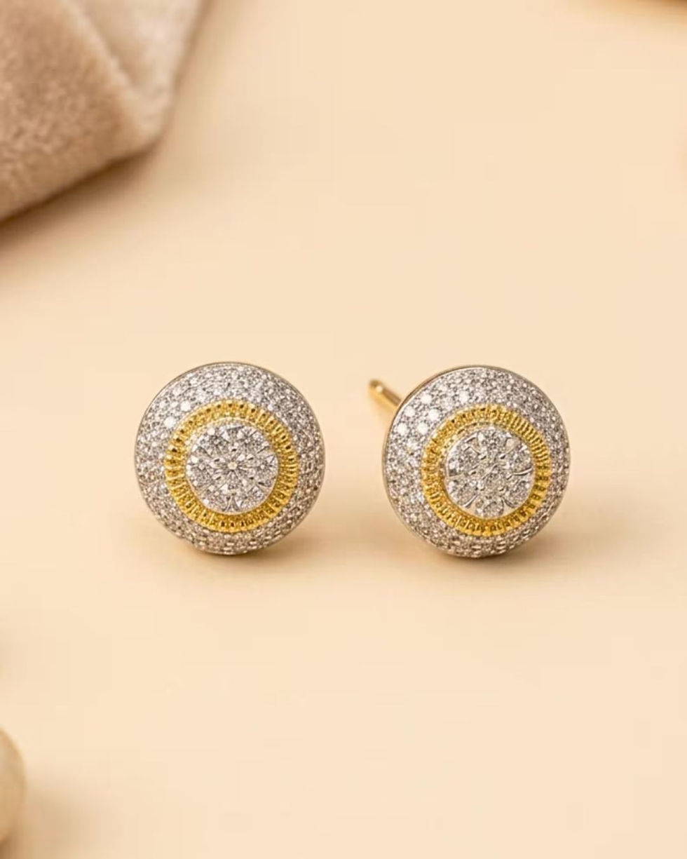 Thumbnail: diamond round stud earrings gold
