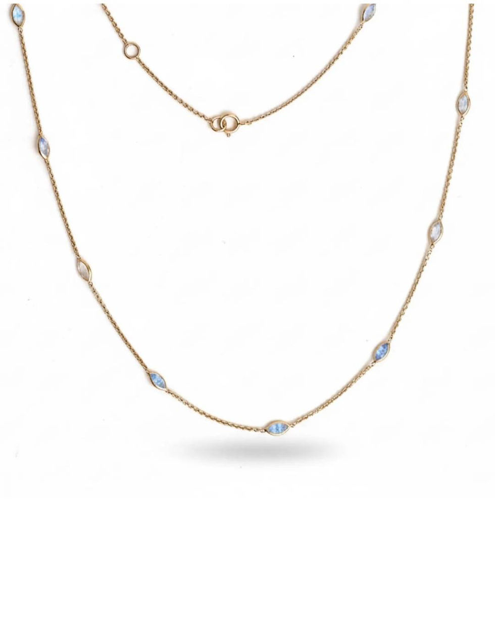 14k gold moonstone layered necklace for women