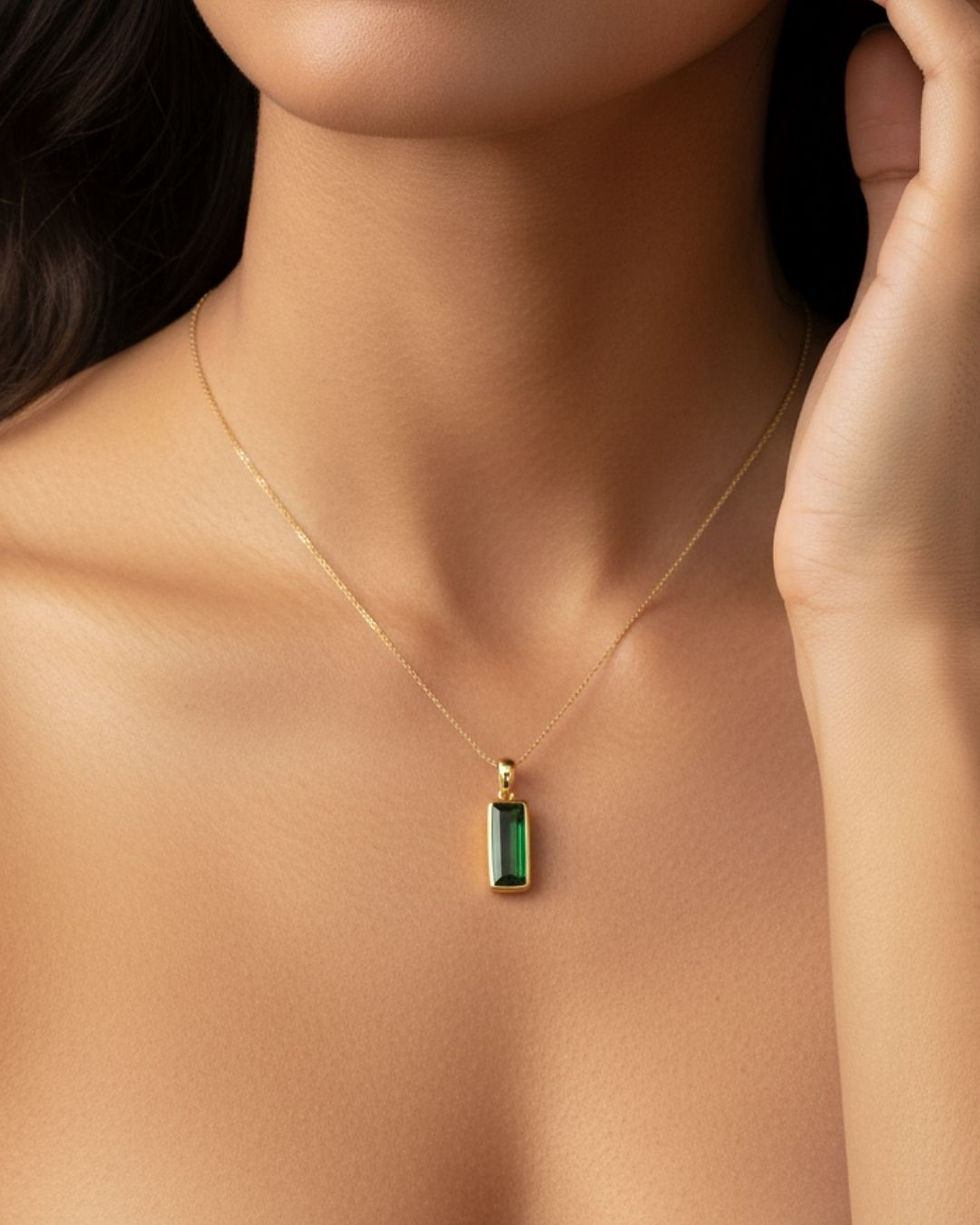 Thumbnail: Everyday green gemstone pendant necklace