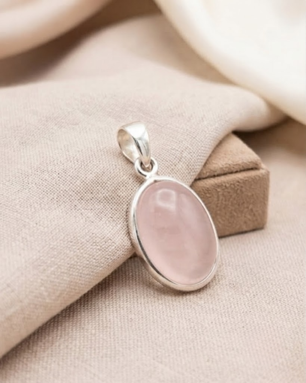 Thumbnail: everyday rose quartz silver necklace charm
