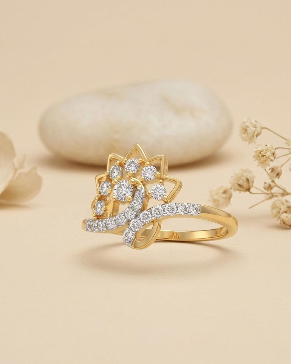 diamond engagement gold ring for women