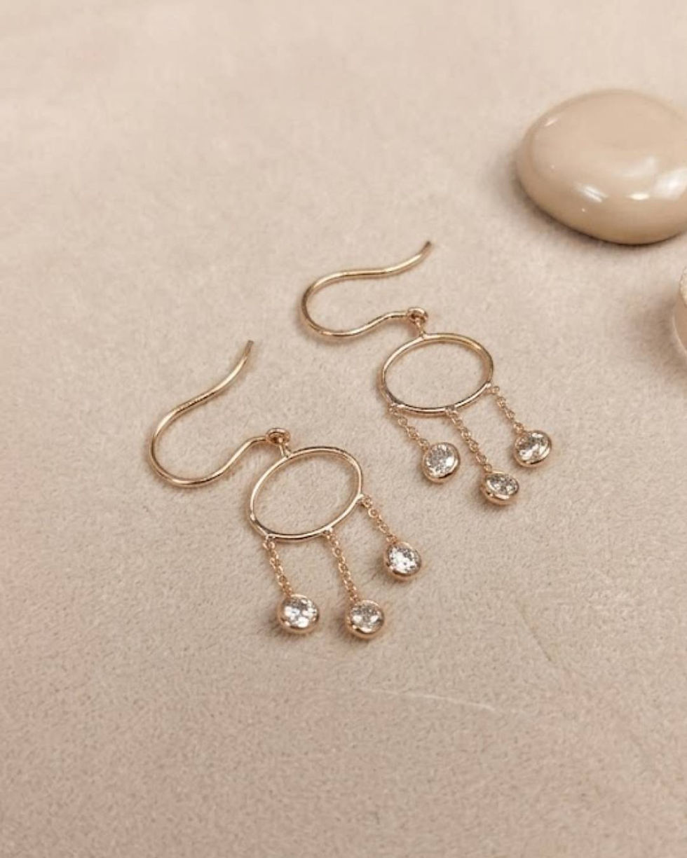 Thumbnail: round diamond drop earrings