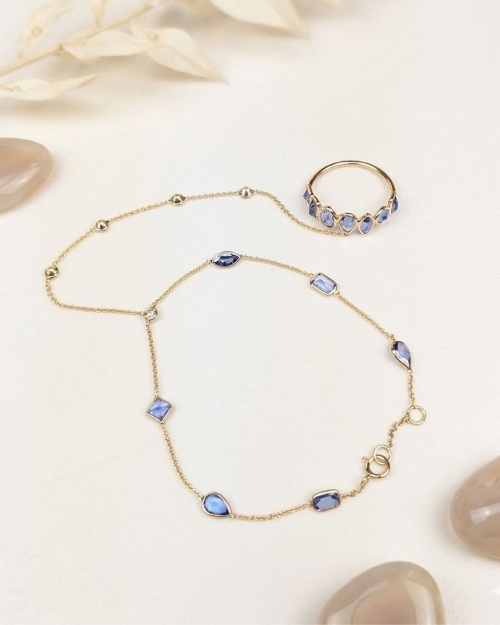 Thumbnail: tanzanite hand chain gold