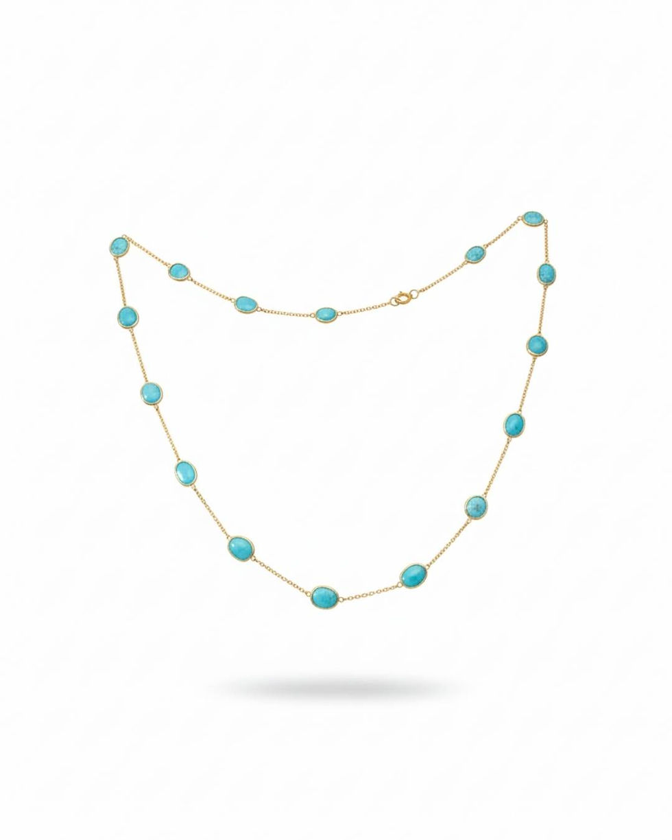 boho turquoise station necklace