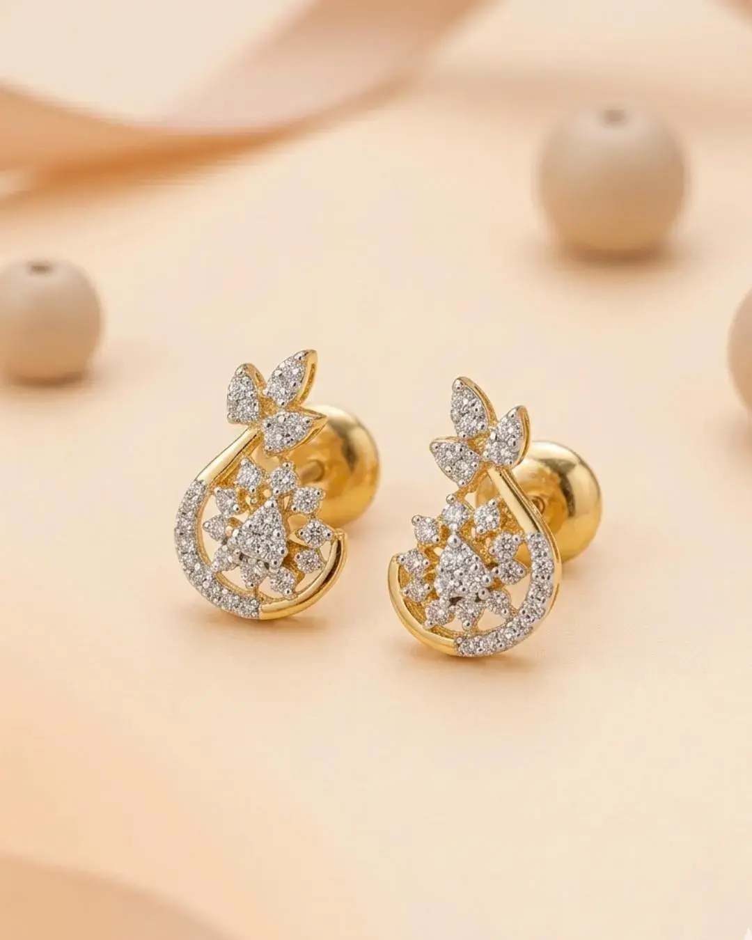 delicate diamond earrings gold women