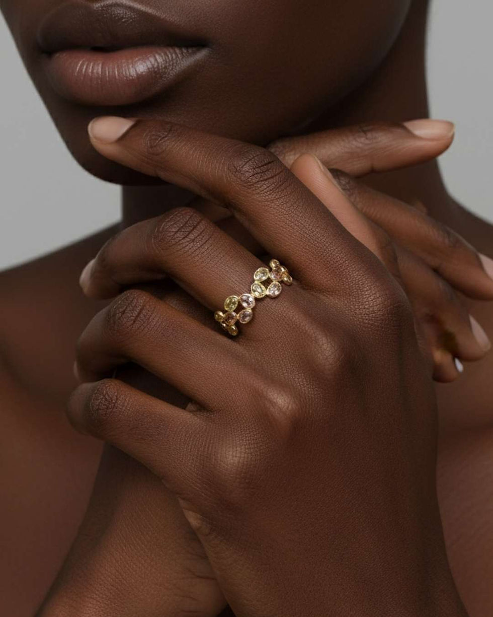 Thumbnail: rainbow gemstone gold ring